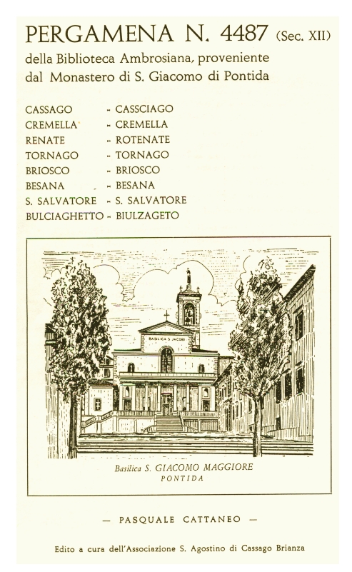  Intestazione del volumetto di Pasquale Cattaneo A difesa di una tradizione 